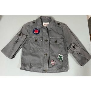 Mossimo Supply Co. Gray Grey Denim Patches Lightweight Jean Jacket Coat Size XS